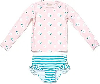Coast & Crest Long Sleeve Rash Guard 2 Piece Swimsuit Set | Amazon (US)
