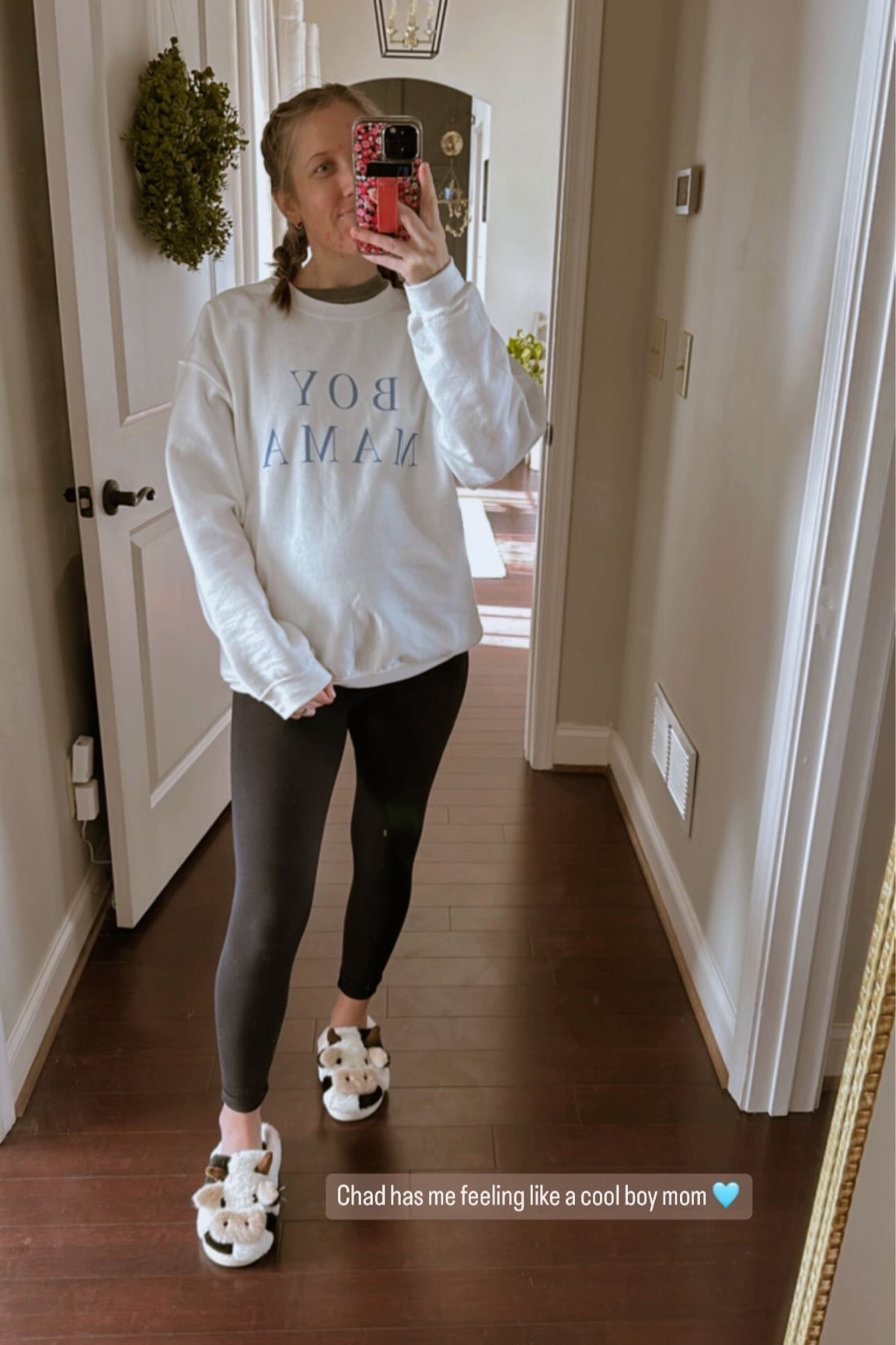 boy mama sweatshirt 🩵 cozy around the house outfit 

#LTKbump #LTKstyletip #LTKfindsunder50