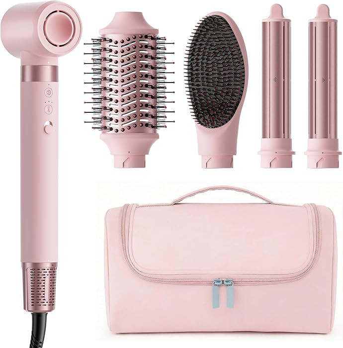 5 in 1 Hot Air Styler Wrap – High-Speed Hair Dryer Brush with Auto Wrap Curlers, Fast Drying & ... | Amazon (US)