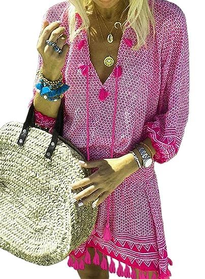 Aleumdr Womens Crochet Tassel Swimsuit Bikini Pom Pom Trim Swimwear Beach Cover Up | Amazon (US)