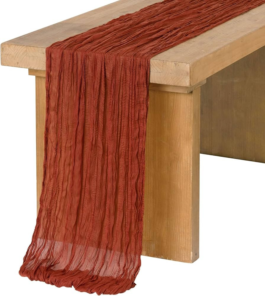 Ling's Moment 14Ft x 35" Wide Terracotta Gauze Semi-Sheer Cheesecloth Table Runner Tablecloth for... | Amazon (US)