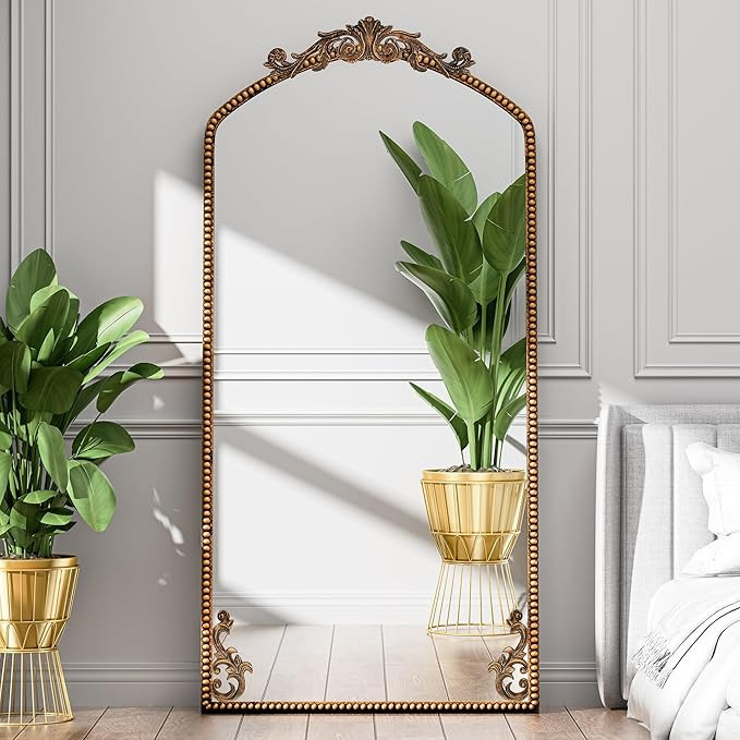 Gold Arched Full Length Mirror 71"×32", Large Traditional Vintage Baroque Inspired Floor Mirror,... | Amazon (US)