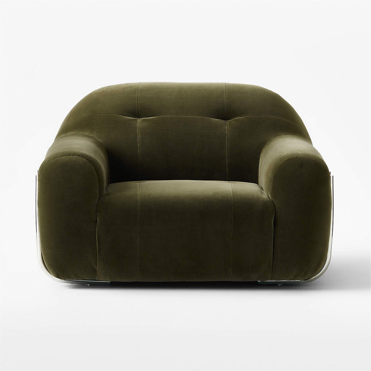 Brace Modern Curved Green Velvet Tufted Lounge Chair | CB2 | CB2