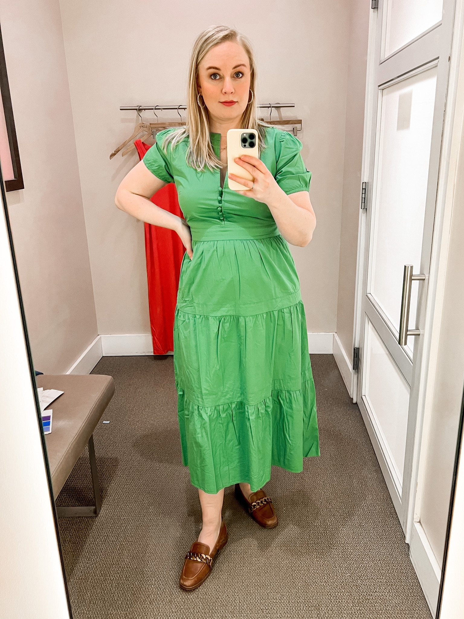 Gorgeous green dress. Also comes in yellow. Wearing a size 8. All Loft dresses are big time on sale right now. #hocspring 

#LTKwedding