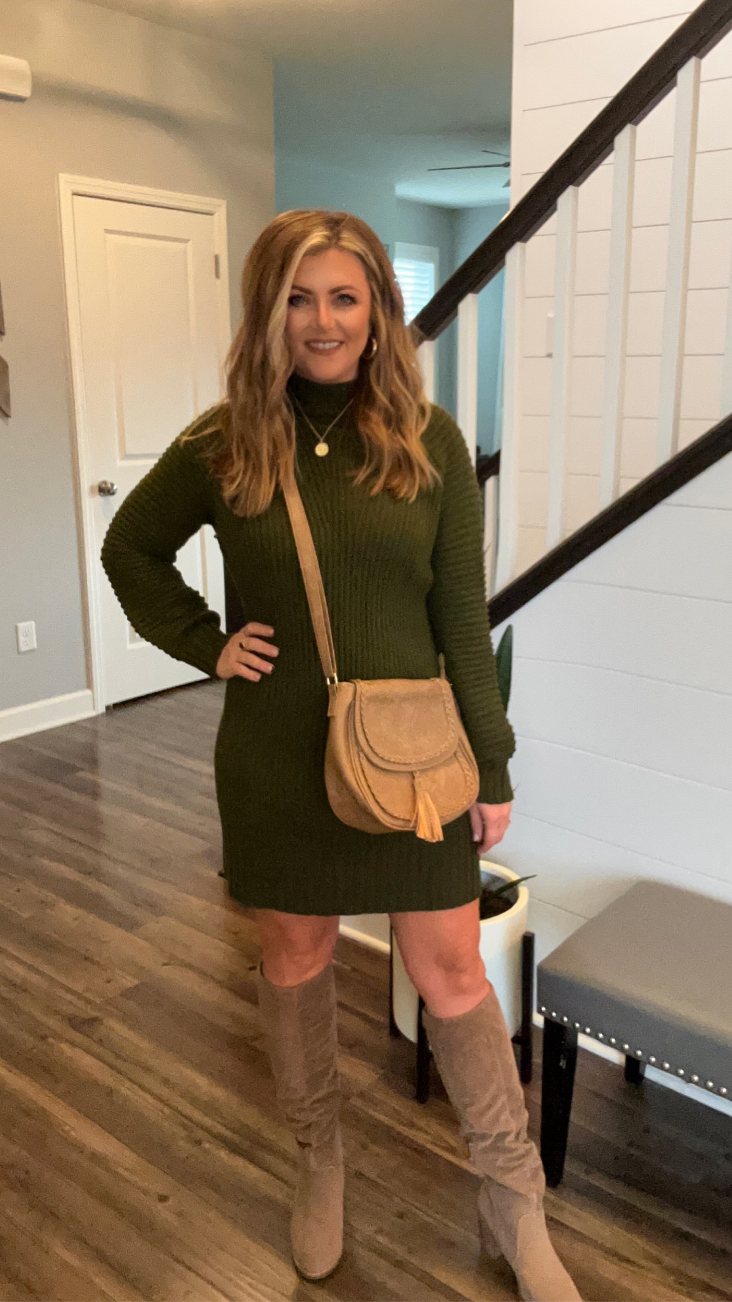 The perfect sweater dress for Thanksgiving…. it’s from Amazon and super affordable. Comes in 13 colors and has a super soft knitted material!
My Stats: 150 lbs, 5’3”, Size  M 
(runs a tad big I could have gone with a Small)

#LTKstyletip #LTKshoecrush #LTKfindsunder50