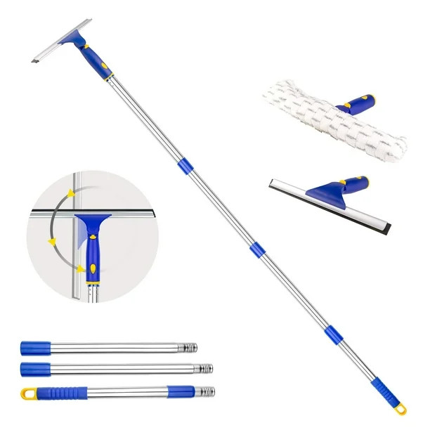 ITTAHO Squeegee for Window Cleaning,Squeegee and Microfiber Scrubber Combi with Stainless Steel P... | Walmart (US)