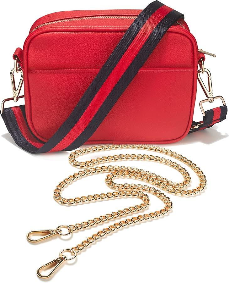 Lily England Cross Body Bag Women - Over the Shoulder Bag with Adjustable Wide Strap & Chain - Ve... | Amazon (UK)