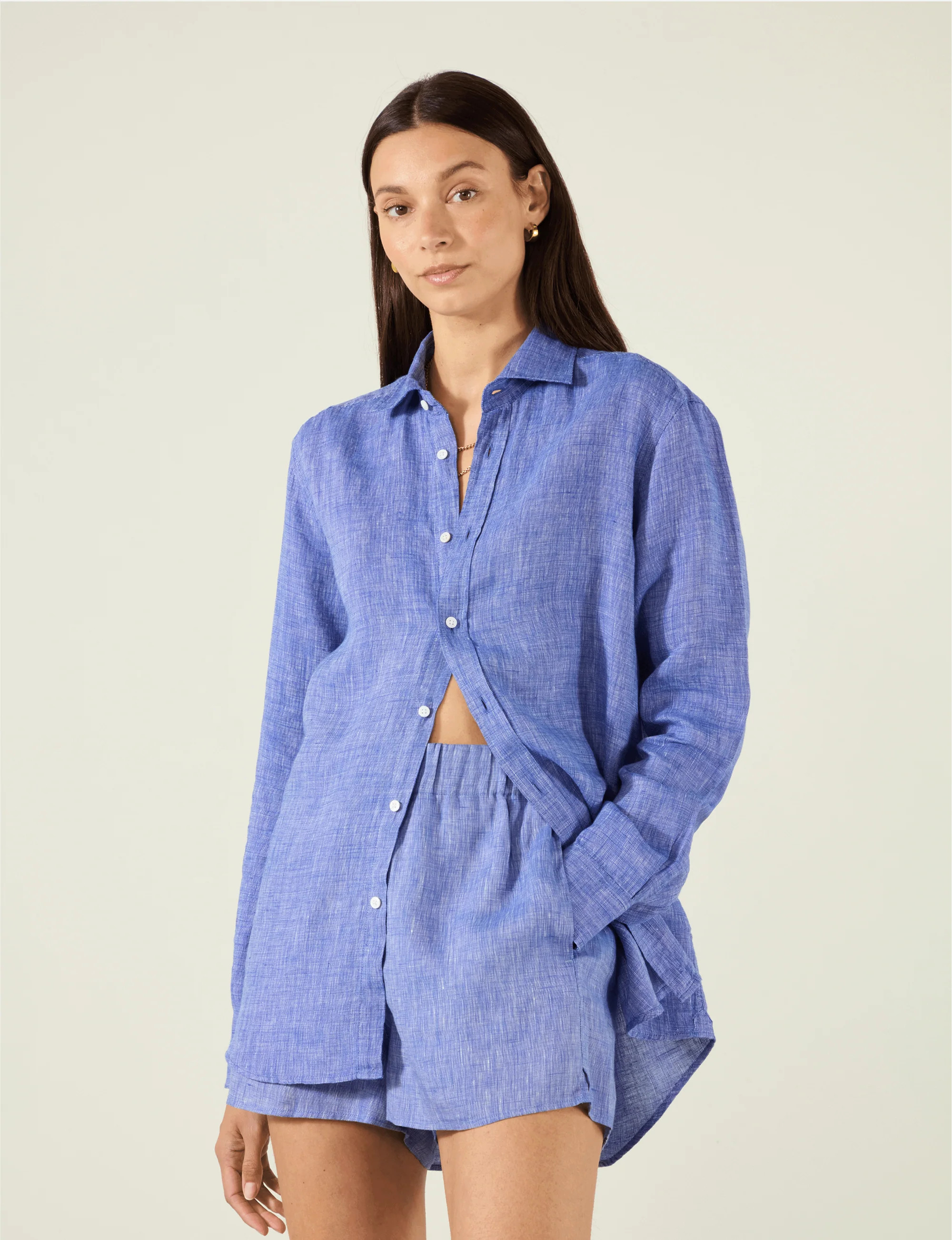 The Boxer: Linen, Lapis Blue | With Nothing Underneath