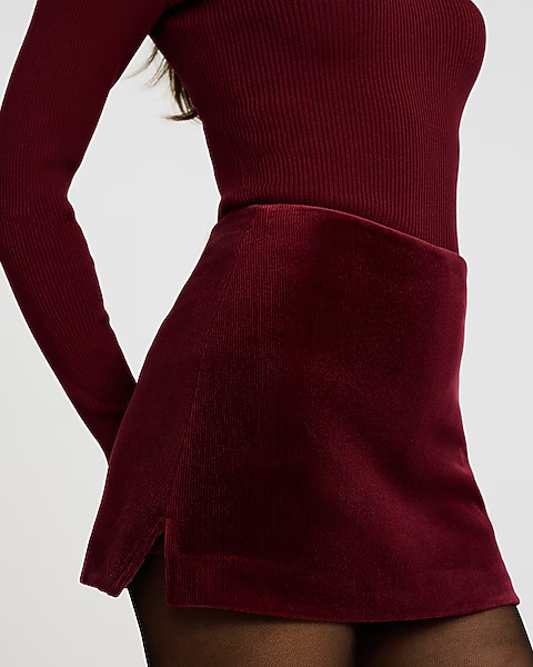 Editor Super High Waisted Velvet Corduroy Mini Skort | Express