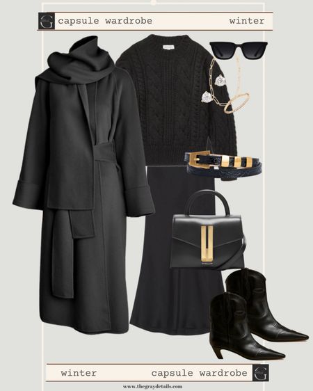 Winter capsule outfits, date night, vday, workwear 

Scarf coat
Slip skirt
Black sweater boots
Black bag
Belt 

#LTKworkwear #LTKFind #LTKstyletip