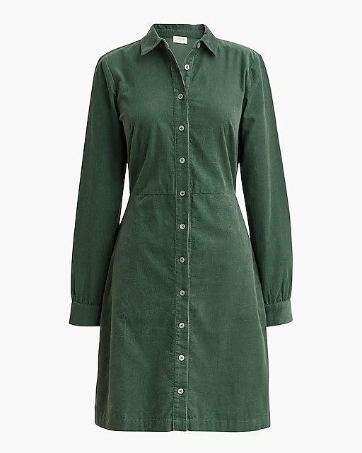 Long-sleeve button-up corduroy mini dress | J.Crew Factory