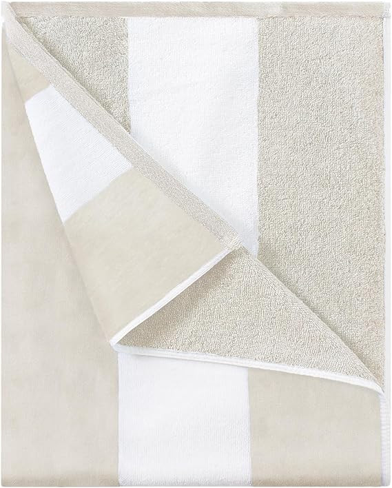 HENBAY Cotton Oversized Beach Towel - Large 70 x 35 Inch Pool Towel, Chiffon Striped Quick Dry Sw... | Amazon (US)