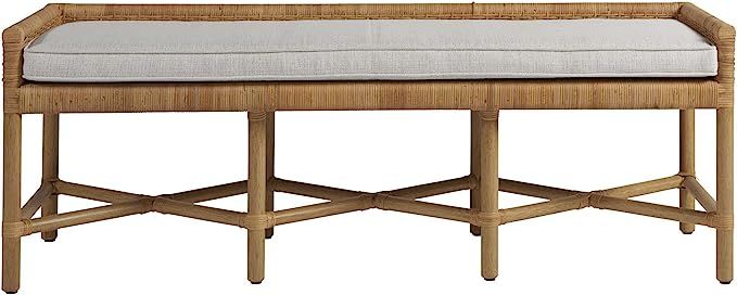 Coastal Living Escape Pull Up Dining Table Bench Entryway Bench in Woven Rattan and Wicker and Gr... | Amazon (US)