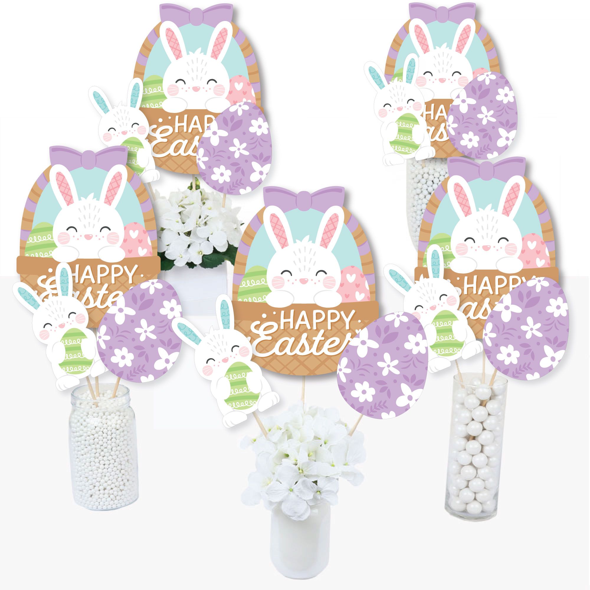 Big Dot of Happiness Spring Easter Bunny - Happy Easter Party Centerpiece Sticks - Table Toppers ... | Walmart (US)