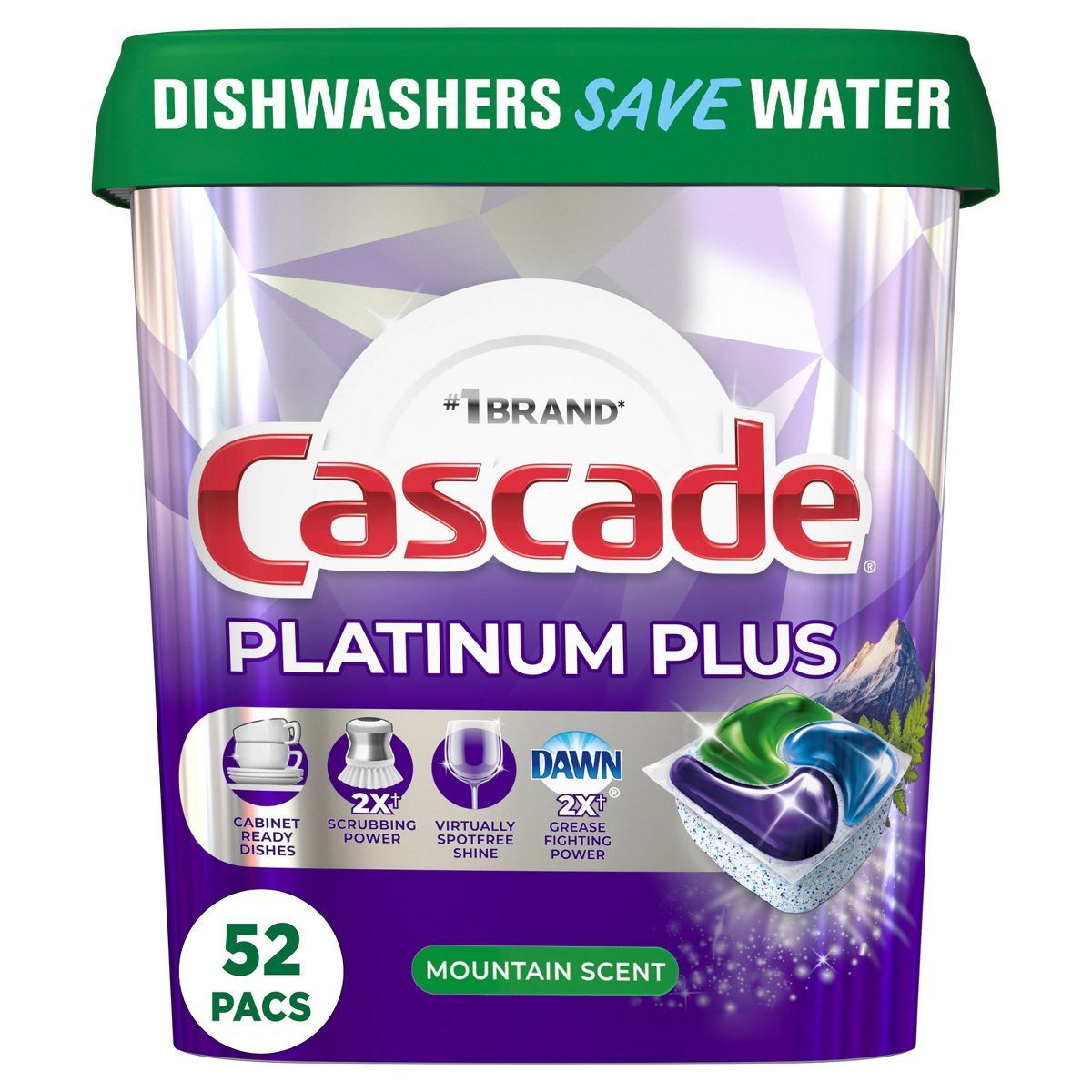 Cascade Mountain Platinum Plus Action Pacs Dishwasher Detergent - 33.8oz/52ct | Target