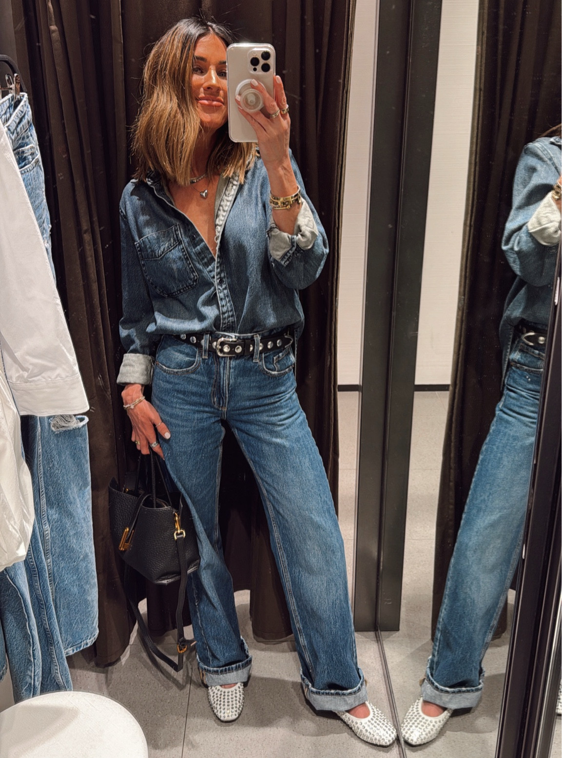 Easy outfit to recreate 🖤 wearing a small in the top and jeans are true to size!

#LTKStyleTip #LTKFindsUnder100 #LTKFindsUnder50