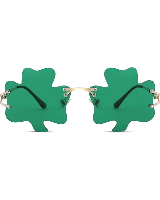 Angjiny St. Patrick’s Day Glasses,Irish Shamrock Leaves Green Glasses,Metal Frame St Patricks D... | Amazon (US)