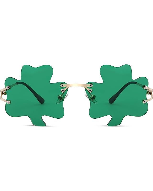 Angjiny St. Patrick’s Day Glasses,Irish Shamrock Leaves Green Glasses,Metal Frame St Patricks D... | Amazon (US)