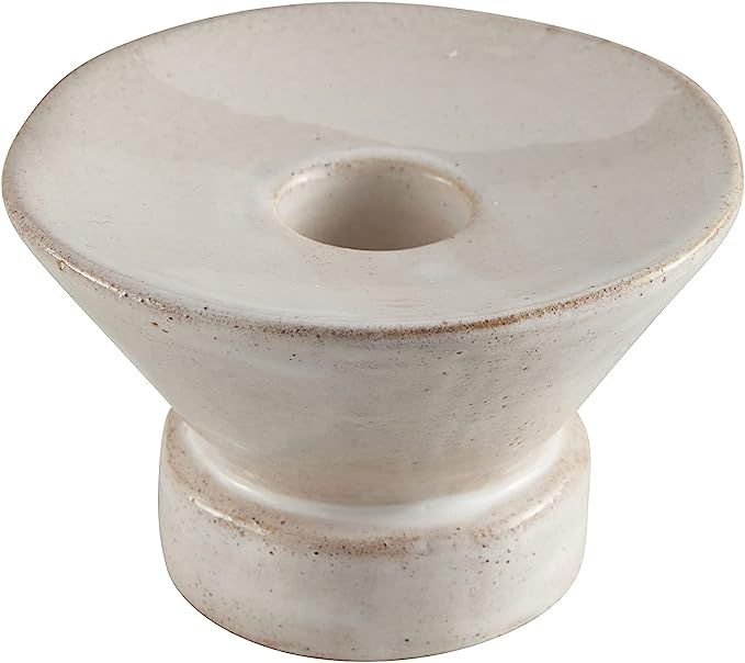 47th & Main Rustic Ceramic Taper Candle Holder, 4" Dia x 2.6" H, Cream | Amazon (US)