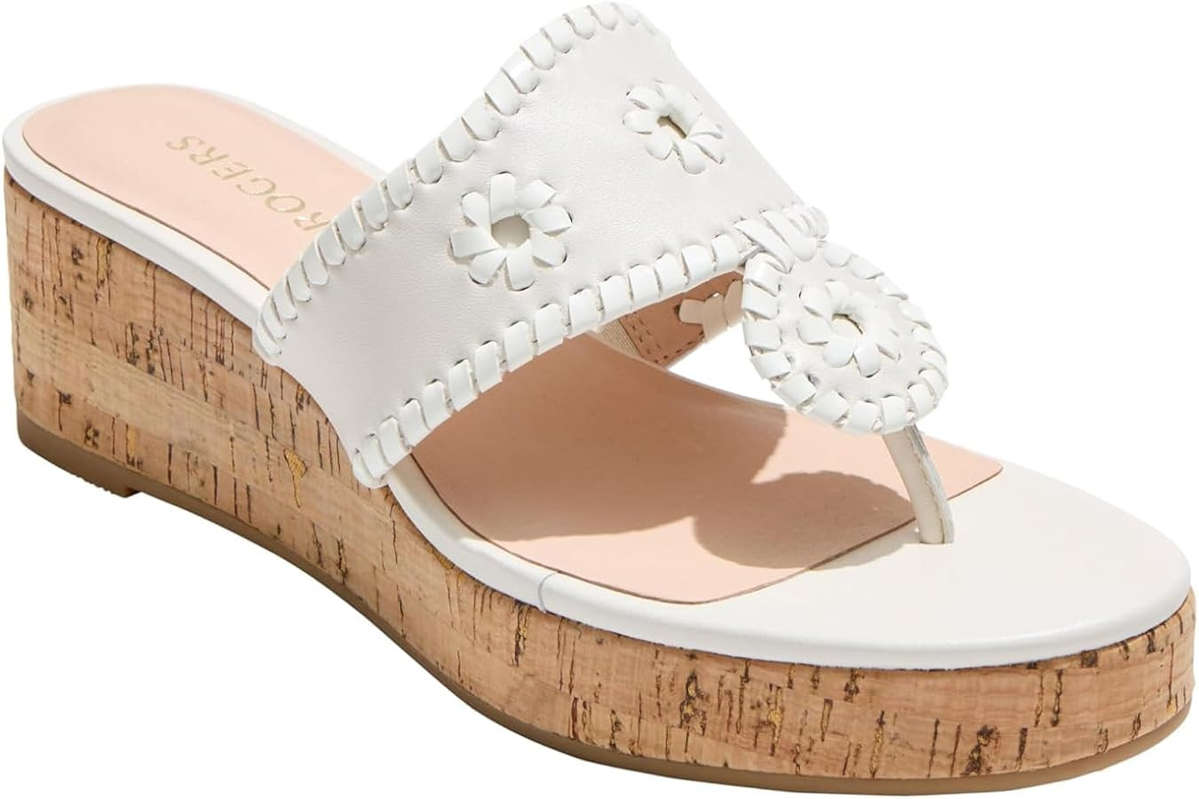 Jack Rogers Women's Jacks Mid Wedge Cork-Leather Heeled Sandal | Amazon (US)