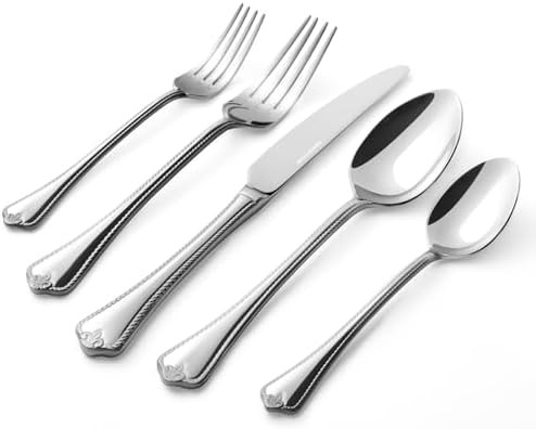 KINGSTONE Silverware Set, 60-piece 18/10 Stainless Steel Flatware Set Cutlery Set for 12, for Kit... | Amazon (US)