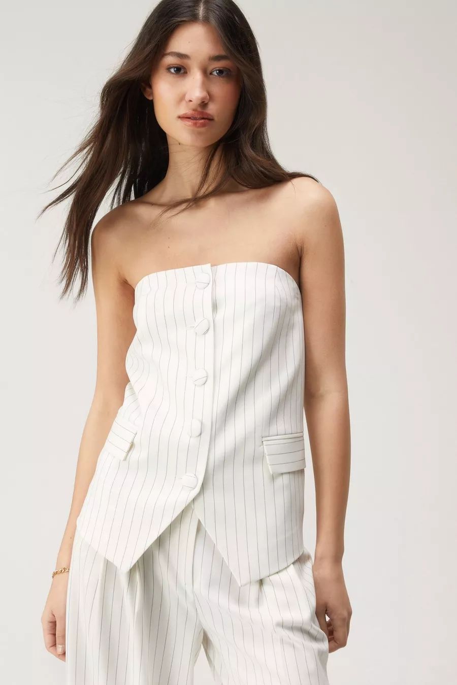 Pinstripe Tailored Bustier Bandeau Top | Nasty Gal US