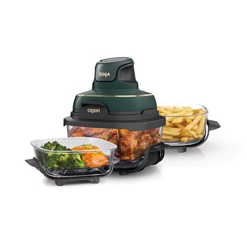 Ninja Crispi 5-in-1 Portable Glass Air Fryer, 4-QT, 2.5-QT & 6-Cup Glass Containers with Crisper Plates & Storage Lids, Microwave, Freezer & Dishwasher Safe, British Racing Green, FN103BF | Amazon (US)