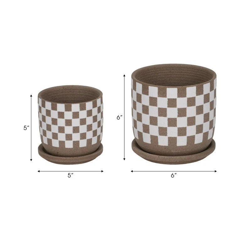 Sagebrook Home Ceramic Checkerboard Saucer Planters Set | Walmart (US)