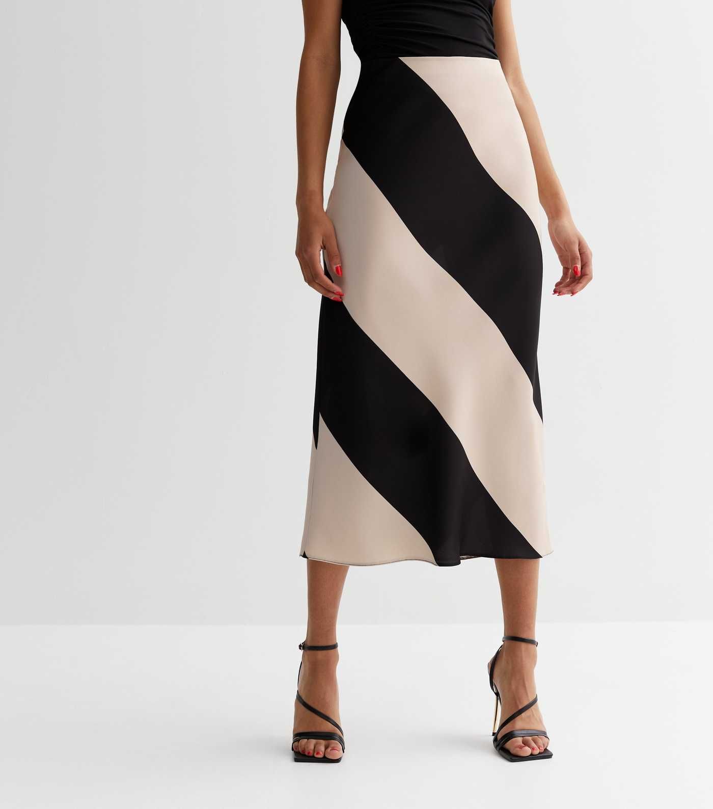 Black Stripe Satin Bias Cut Midi Skirt
						
						Add to Saved Items
						Remove from Saved It... | New Look (UK)