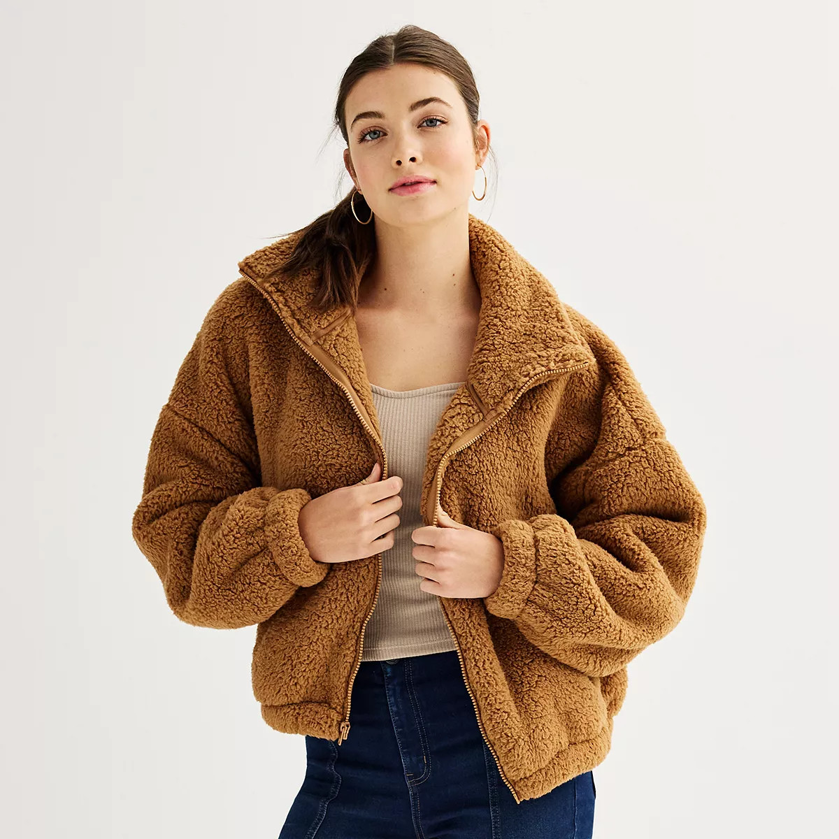 Juniors' SO® High Pile Full Zip Jacket | Kohl's