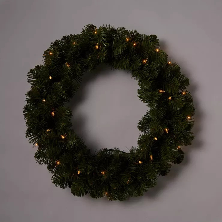 20" Pre-lit Pine Artificial Christmas Wreath Clear Lights - Wondershop™ | Target
