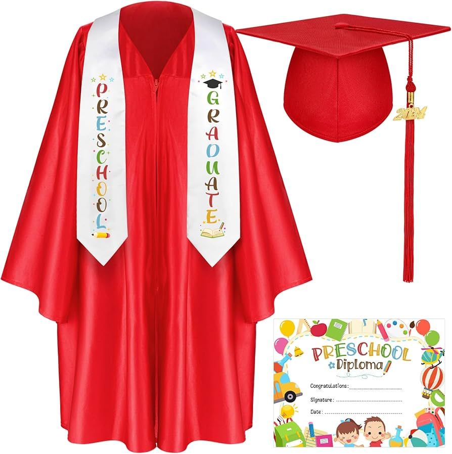 Sureio 6 Pcs Kindergarten Preschool Graduation Cap and Gown with 2024 Tassel Graduation Stole Cer... | Amazon (US)