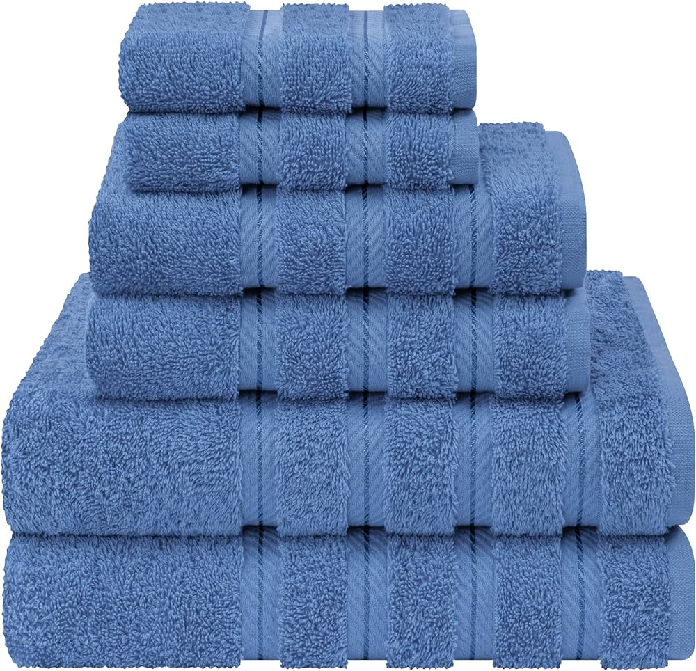 American Soft Linen Luxury 6 Piece Towel Set, 2 Bath Towels 2 Hand Towel 2 Washcloths, 600 GSM 10... | Amazon (US)