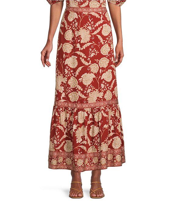 Cora Floral Print Cotton Satin Coordinating Skirt | Dillard's