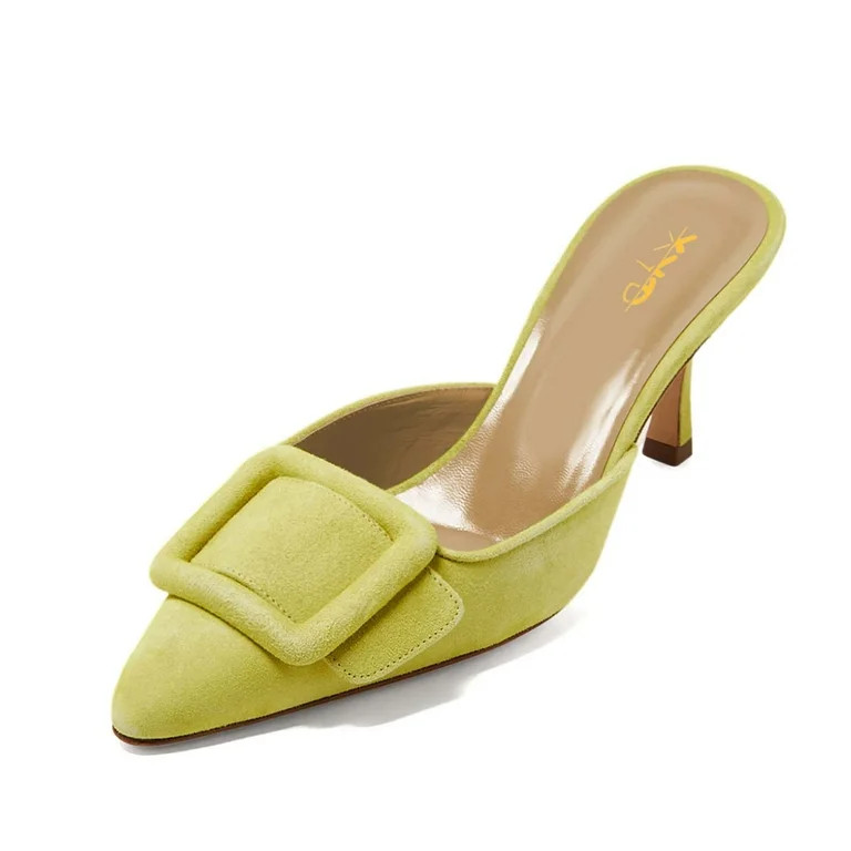 XYD Women Fashion Oversized Buckle Pointy Closed Toe Mules Thin High Heel Pumps Slip-ons Dress Ca... | Walmart (US)