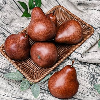 6 Pack Realistic Artificial Brown Pears - Fake Fruit Decor for Home Kitchen, Table Centerpiece, P... | Amazon (US)