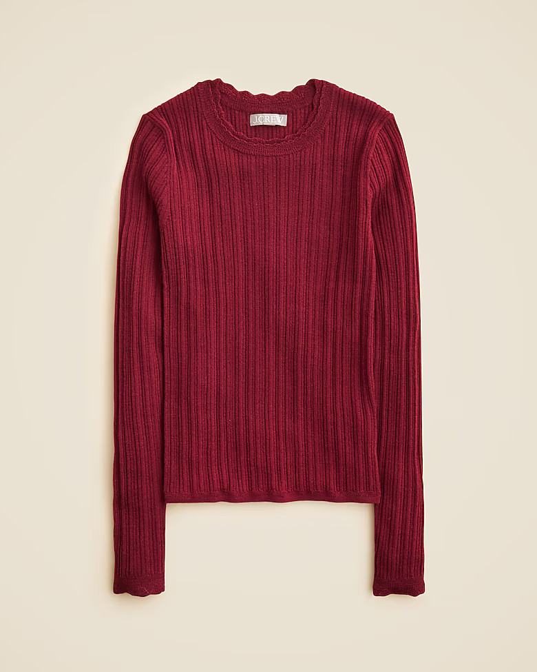 Layered pointelle sweater-tee in merino wool | J. Crew US