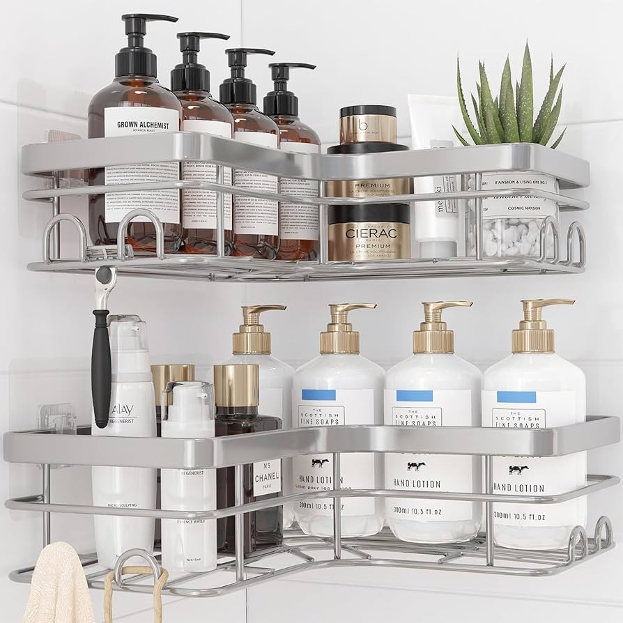 Corner Shower Caddy - 2 Pack, Adhesive Shower Organizers, Rustproof Stainless Steel Shower Shelve... | Amazon (US)
