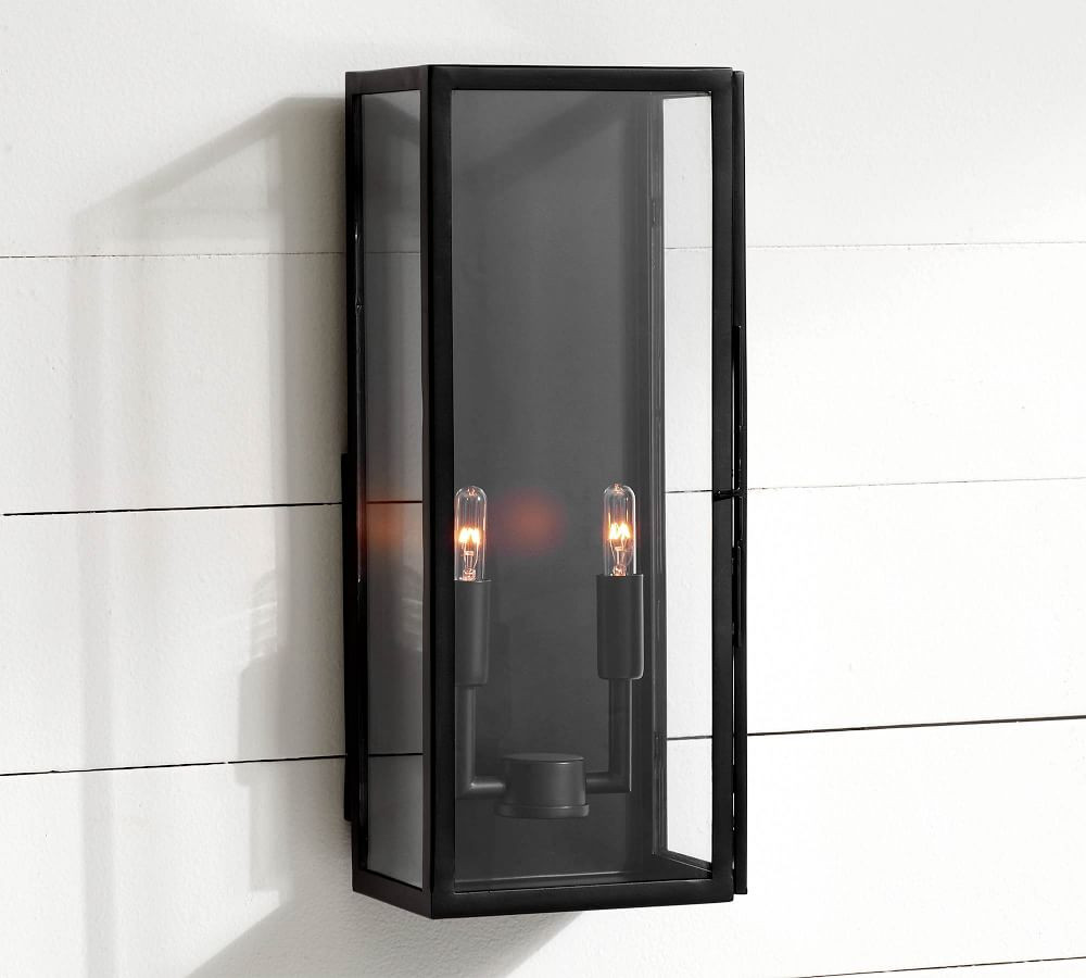 Manor Glass &amp; Iron Outdoor Double Sconce | Pottery Barn (US)