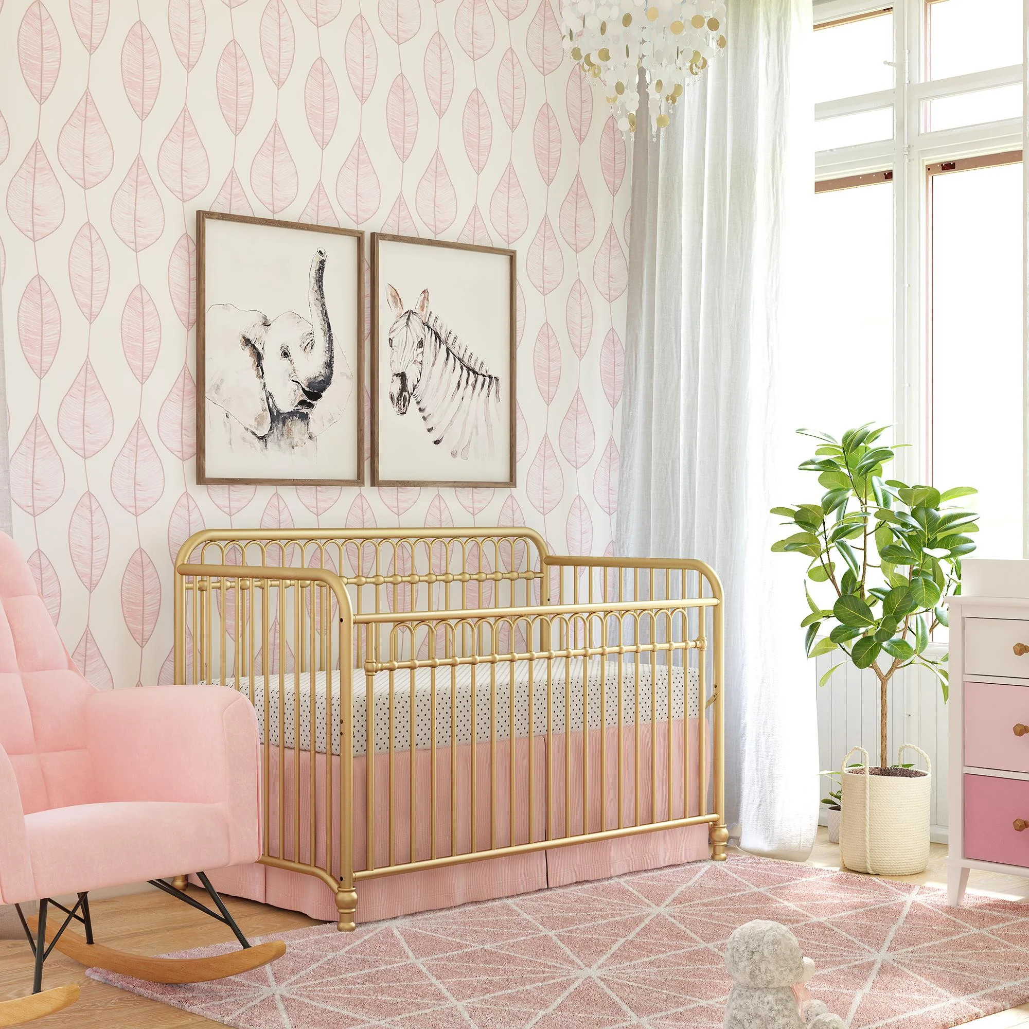 Little Seeds Raven 3-in-1 Metal Crib, Nursery Furniture, Gold | Walmart (US)