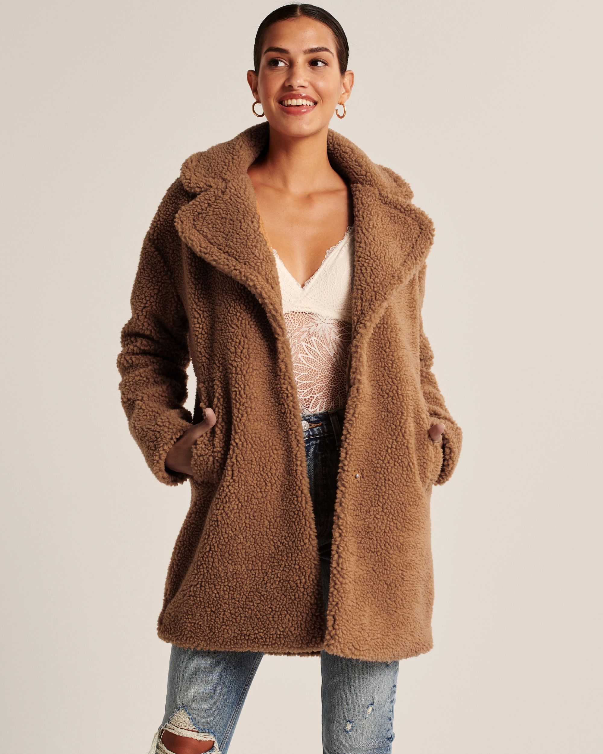 Mid-Length Sherpa Coat | Abercrombie & Fitch (US)