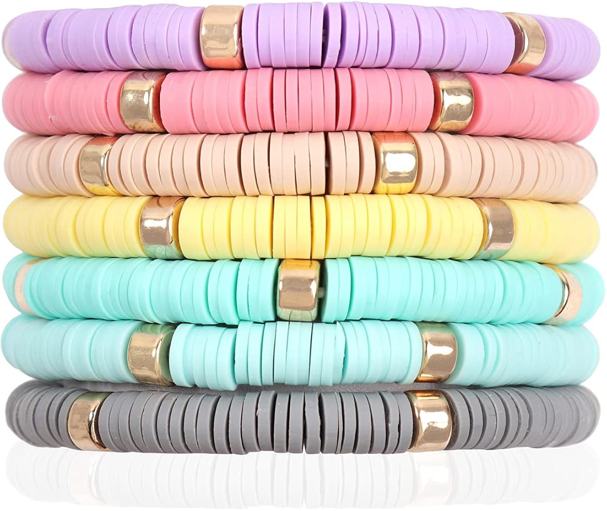 Bohemian Multi-Layer Beaded Stacking Statement Bracelets - Versatile Strand Stretch Sparkly Crystal  | Amazon (US)