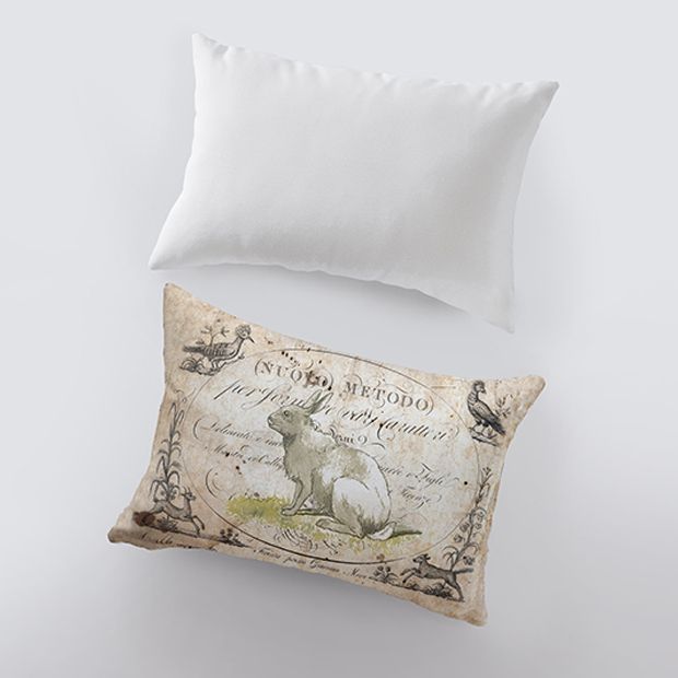Vintage Farmhouse Bunny Lumbar Pillow | Antique Farm House