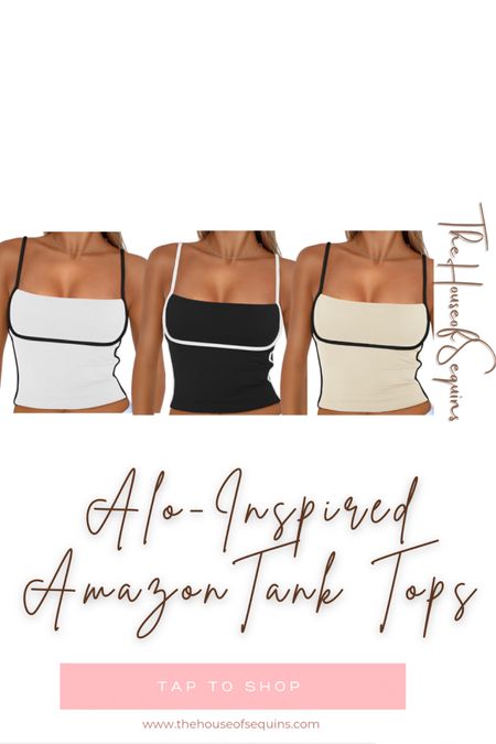 Amazon alo-inspired tank tops, skims,  alo, amazon alo, Amazon, alo yoga, finds, Walmart finds, amazon must haves #thehouseofsequins #houseofsequins #reels #tiktok #amazonfinds #amazon #amazonmusthaves #walmartfinds #renterfriendly #skims #alo #aloyoga