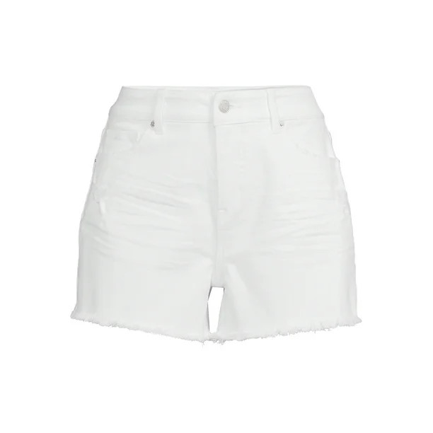 Time and Tru Women's High Rise Denim Shorts with Frayed Hem - Walmart.com | Walmart (US)