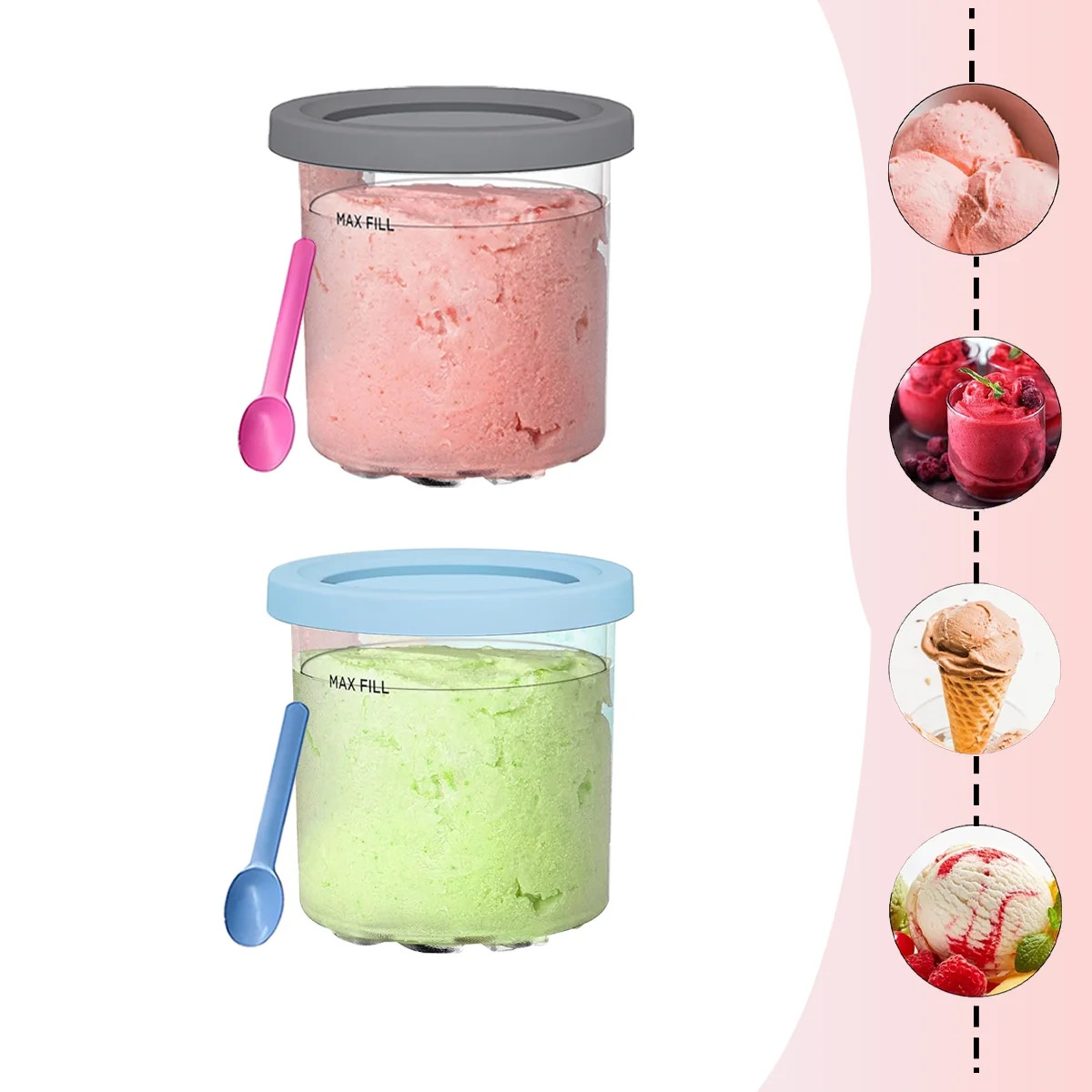 2Pack Ice Cream Pint Containers Replacement for Ninja Creami Pints and Lids, Compatible with NC30... | Walmart (US)