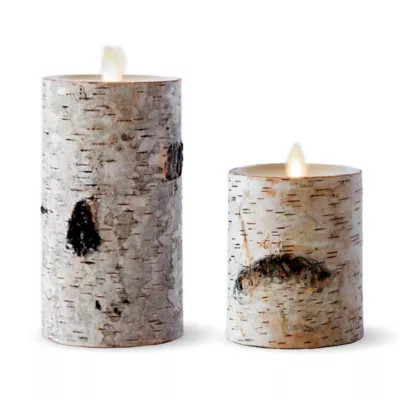 Luminara® Birch 4-Inch Real-Flame Effect Pillar Candle in Brown | Bed Bath & Beyond