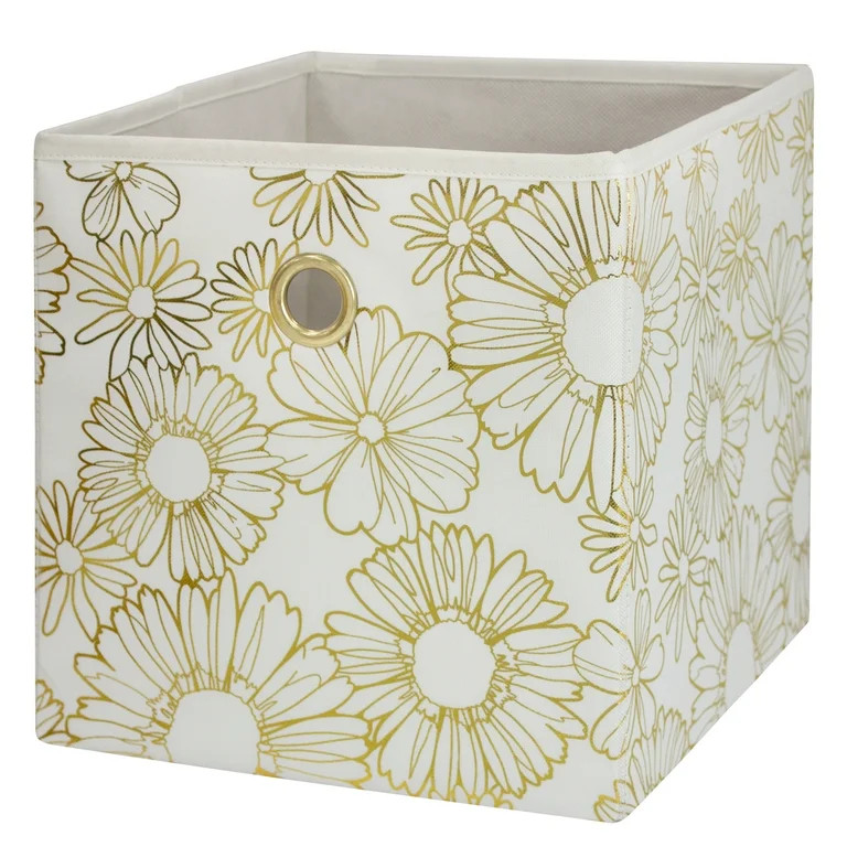 Mainstays Collapsible Fabric Cube Storage Bin, Gold Metallic | Walmart (US)