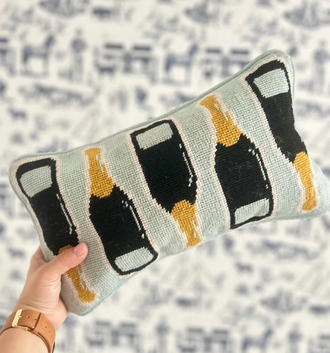 Champagne Bottle Needlepoint Pillows | Etsy (US)