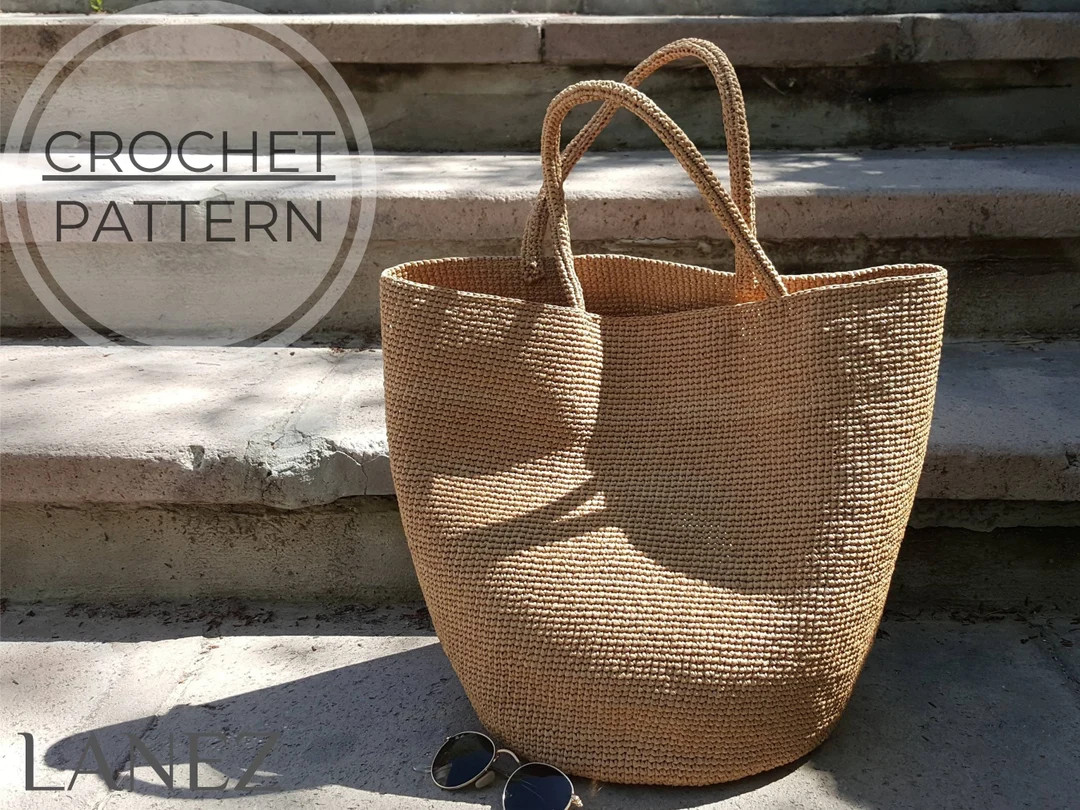 Crochet PATTERN, Large Raffia Beach Bag, Round Base Straw Tote Handbag, Easy Summer Basket Bag PD... | Etsy (US)